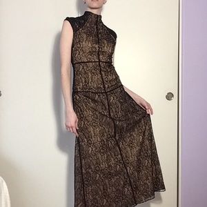 Tan and Lace evening dress